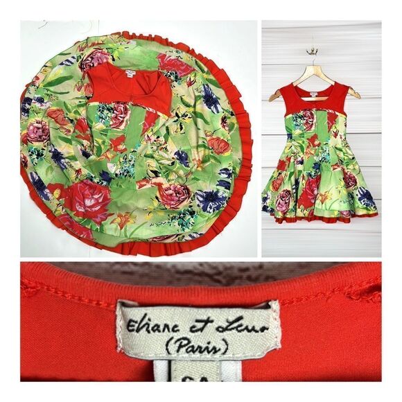 ELIANA ET LENA Paris Girl’s Summer Floral Dress Cotton size 6A - Picture 1 of 12